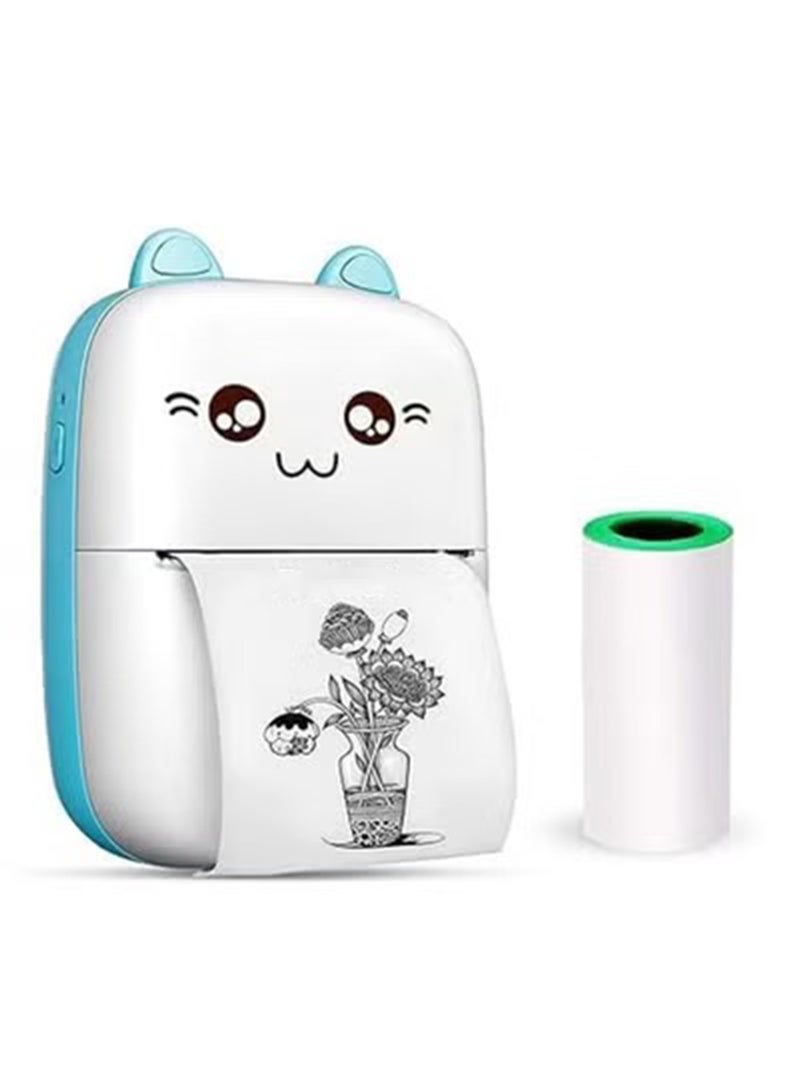 طابعة محمولة، طابعة صغيرة للجيب، طابعة حرارية بلوتوث لاسلكية مع كابل USB لورق الطباعة الحرارية للملاحظات، طباعة مستندات الويب، إيصالات الطباعة، الدراسة والمكتب المنزلي، أزرق - Image 1